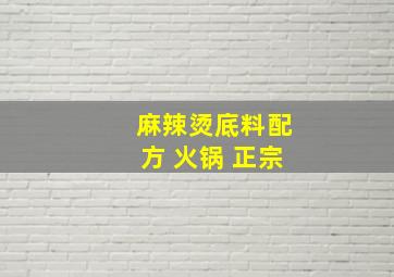 麻辣烫底料配方 火锅 正宗